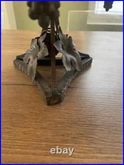 Ancienne coupe en verre marmoréen et fer forgé art déco signé Degué