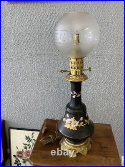 Ancienne lampe Verre Tête Femme 55 cm. Art Déco Fonctionne