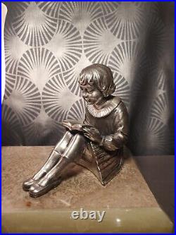 Ancienne lampe veilleuse art déco 1930 sculpture statuette enfant fille & garçon