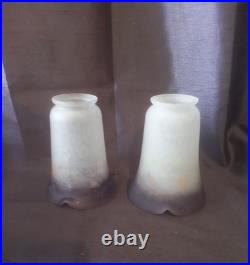 Ancienne paire de tulipe en pate de verre art déco Muller Degué Schneider