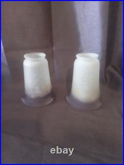Ancienne paire de tulipe en pate de verre art déco Muller Degué Schneider
