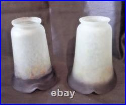 Ancienne paire de tulipe en pate de verre art déco Muller Degué Schneider