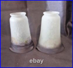 Ancienne paire de tulipe en pate de verre art déco Muller Degué Schneider