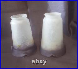 Ancienne paire de tulipe en pate de verre art déco Muller Degué Schneider