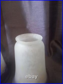 Ancienne paire de tulipe en pate de verre art déco Muller Degué Schneider