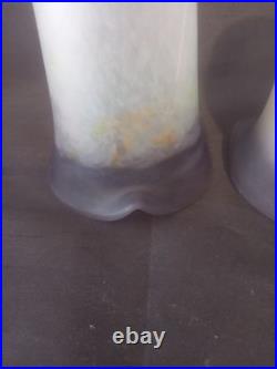 Ancienne paire de tulipe en pate de verre art déco Muller Degué Schneider