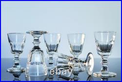 Anciennes 8 Verres Digestif Cristal Taille Cotes Plates Caton St Louis Art Deco