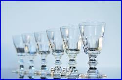 Anciennes 8 Verres Digestif Cristal Taille Cotes Plates Caton St Louis Art Deco