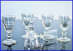 Anciennes 8 Verres Digestif Cristal Taille Cotes Plates Caton St Louis Art Deco