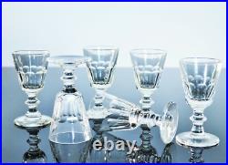 Anciennes 8 Verres Digestif Cristal Taille Cotes Plates Caton St Louis Art Deco