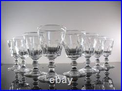 Anciennes 8 Verres Digestif Cristal Taille Cotes Plates Caton St Louis Art Deco