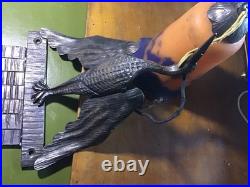 Applique Art Deco Cigogne Alsace Fer Forge Tulipe Verre Noverdy