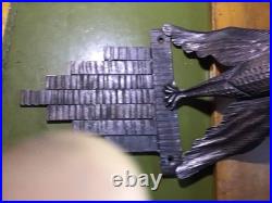 Applique Art Deco Cigogne Alsace Fer Forge Tulipe Verre Noverdy