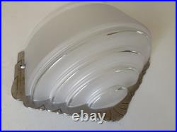 Applique Art Deco Verre Et Bronze Argenté Signée