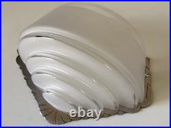 Applique Art Deco Verre Et Bronze Argenté Signée