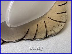 Applique Art Deco Verre Et Bronze Argenté Signée