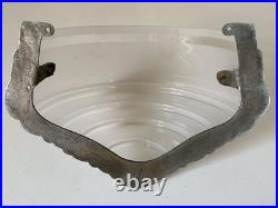Applique Art Deco Verre Et Bronze Argenté Signée
