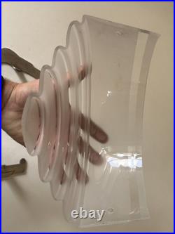 Applique Art Deco Verre Et Bronze Argenté Signée