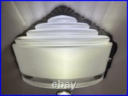 Applique Art Deco Verre Et Bronze Argenté Signée