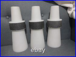 Arlus Lunel Lot De 3 Grands Tubes Conique Opaline Art Deco Vintage 40/50