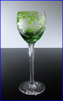 Art Deco 1 Verre A Vin Roemer En Cristal Couleur Vert Claire Taille Baccarat