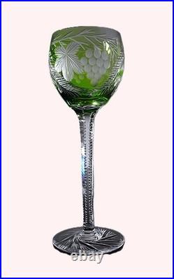 Art Deco 1 Verre A Vin Roemer En Cristal Couleur Vert Claire Taille Baccarat