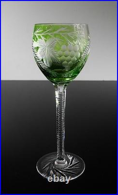 Art Deco 1 Verre A Vin Roemer En Cristal Couleur Vert Claire Taille Baccarat