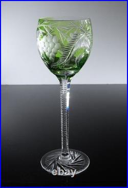 Art Deco 1 Verre A Vin Roemer En Cristal Couleur Vert Claire Taille Baccarat