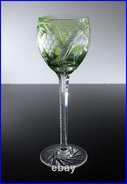 Art Deco 1 Verre A Vin Roemer En Cristal Couleur Vert Claire Taille Baccarat