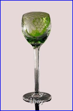 Art Deco 1 Verre A Vin Roemer En Cristal Couleur Vert Claire Taille Baccarat