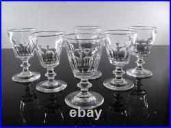 Art Deco 6 Verres Digestif En Cristal Taille Cotes Plates Caton St Louis