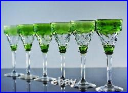 Art Deco 6 Verres En Cristal Couleur Taille Grave Raisin John Walsh Signe