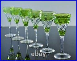 Art Deco 6 Verres En Cristal Couleur Taille Grave Raisin John Walsh Signe