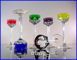 Art Deco 6 Verres Liqueur Cristal Double Couleurs Taille Malmaison Baccarat
