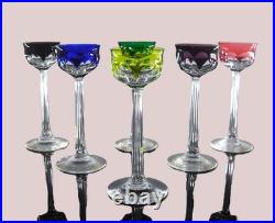 Art Deco 6 Verres Liqueur Cristal Double Couleurs Taille Malmaison Baccarat