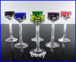 Art Deco 6 Verres Liqueur Cristal Double Couleurs Taille Malmaison Baccarat