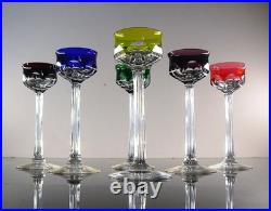 Art Deco 6 Verres Liqueur Cristal Double Couleurs Taille Malmaison Baccarat