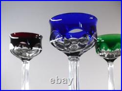 Art Deco 6 Verres Liqueur Cristal Double Couleurs Taille Malmaison Baccarat