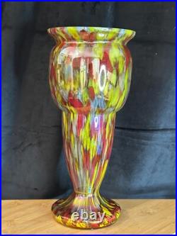 Art Déco Antonin Ruckl pour Kralik Vase balustre verre millefiori 1930