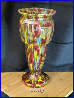 Art Déco Antonin Ruckl pour Kralik Vase balustre verre millefiori 1930