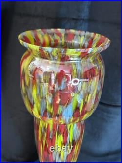 Art Déco Antonin Ruckl pour Kralik Vase balustre verre millefiori 1930