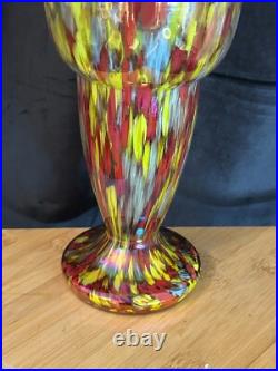 Art Déco Antonin Ruckl pour Kralik Vase balustre verre millefiori 1930