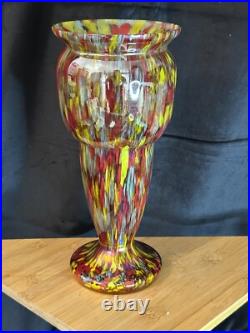 Art Déco Antonin Ruckl pour Kralik Vase balustre verre millefiori 1930
