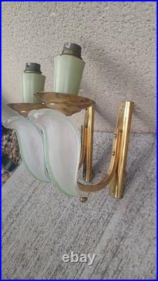 Art Déco Belle paire d'appliques en verre et métal signé Ezan France Luminaire