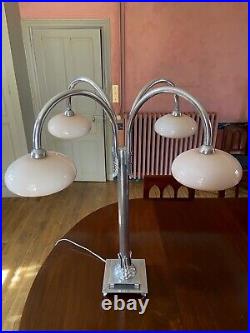 Art Deco Exceptionnelle Lampe Ou Lustre Chrome Verre Modernisme 1930 France