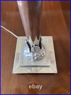Art Deco Exceptionnelle Lampe Ou Lustre Chrome Verre Modernisme 1930 France