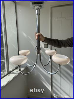 Art Deco Exceptionnelle Lampe Ou Lustre Chrome Verre Modernisme 1930 France