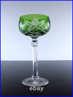 Art Deco Grand 1 Verre A Vin En Cristal Double Couleur Vert Val St Lambert