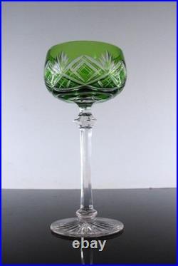 Art Deco Grand 1 Verre A Vin En Cristal Double Couleur Vert Val St Lambert