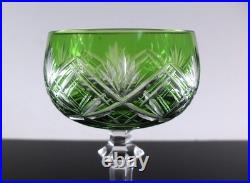 Art Deco Grand 1 Verre A Vin En Cristal Double Couleur Vert Val St Lambert